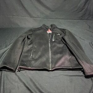 Gerry Black Heavy Textured Knit‎ Men's Sz L Jacket Fleece Lined Full Zip Black
